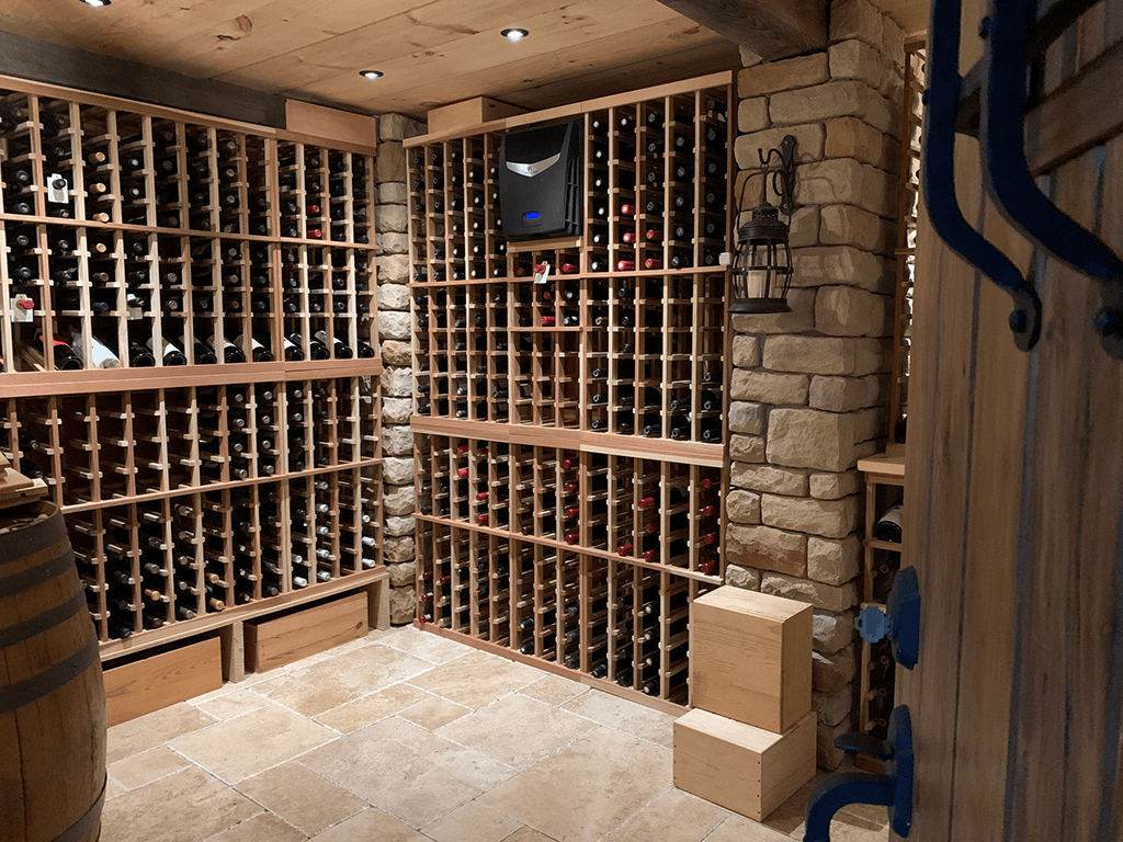 Wood Wine Cellar with Cooling Unit