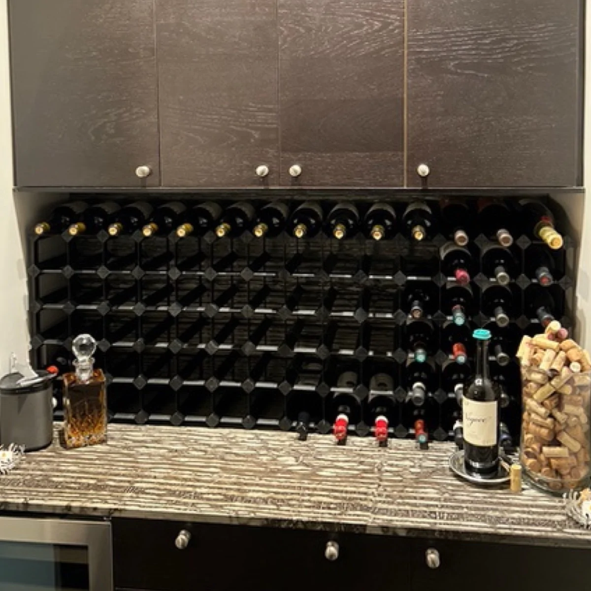 Contemporary Wine Cellar Custom Built Wine Rack Black Onyx