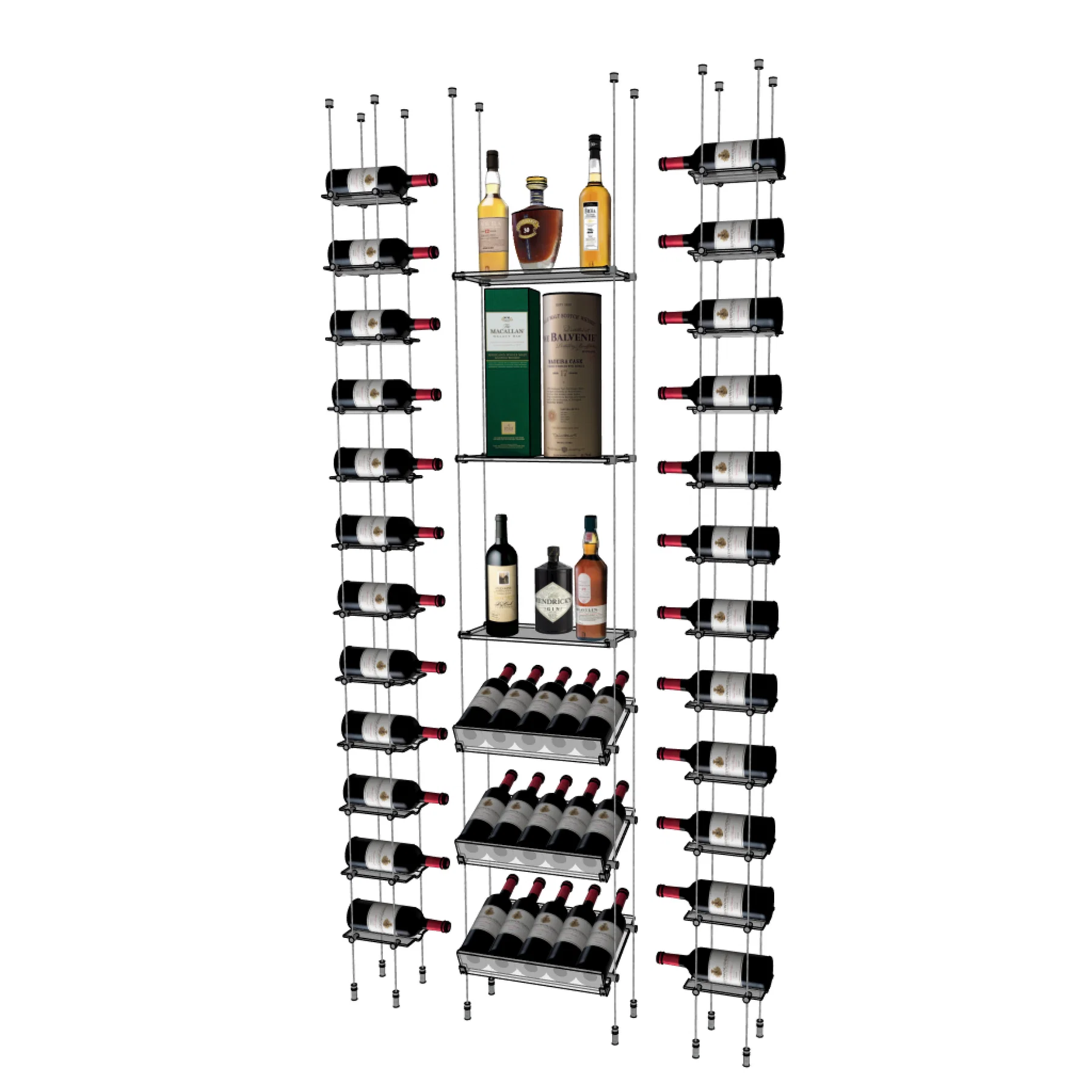 float-rack-triple-column-wine-liquor-storage-shelves Float Wine Racks